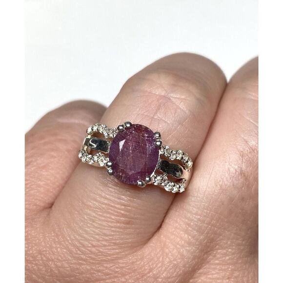 925 PTI India Sterling Silver Ruby Diamonds Ring 6.75 4.17g - Picture 8 of 15